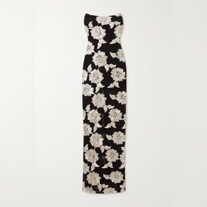 ROTATE Graphi Print Strapless Dress